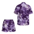 thumbnail image 5 of FKEKYI Women Summer Short Set 2 Piece Set Beach Sets Open Front Top & Shorts with Elastic Waist Camo Purple Butterfly Print Ladies Beachwear Resort Wear for Travel, L, 5 of 7