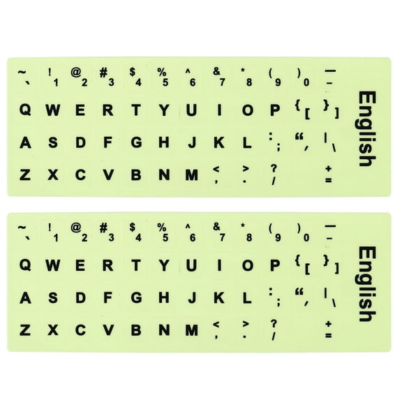 Uxcell English Keyboard Stickers Glow in the Dark Luminous Keyboard Replacement Cover, Black Lettering 2pcs
