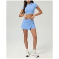 thumbnail image 5 of PISONIC 2 Piece Tennis Dress for Women High Waist Pleated Tennis Skirt with Shorts Short Sleeve Crop Golf Workout Skirts Sets, 5 of 6