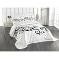 thumbnail image 3 of Ambesonne Romance Quilted Bedspread Set 3 Pcs, Mr. Mrs. Birds Branch, Queen Size, Red Blue Black, 3 of 5
