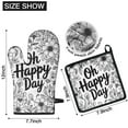 thumbnail image 6 of Black and White Flower Kitchen Oven Mitt and Pot Holder Sets 4 Pcs for Baking, Cooking and Grilling, Heat Resistant Up To 392 °F, 6 of 7