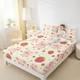 thumbnail image 4 of jejeloiu Red Sweet Strawberry Twin Sheet Sets,Pink Cartoon Pig Bedding For Girls Kids 3 Pieces, 4 of 7
