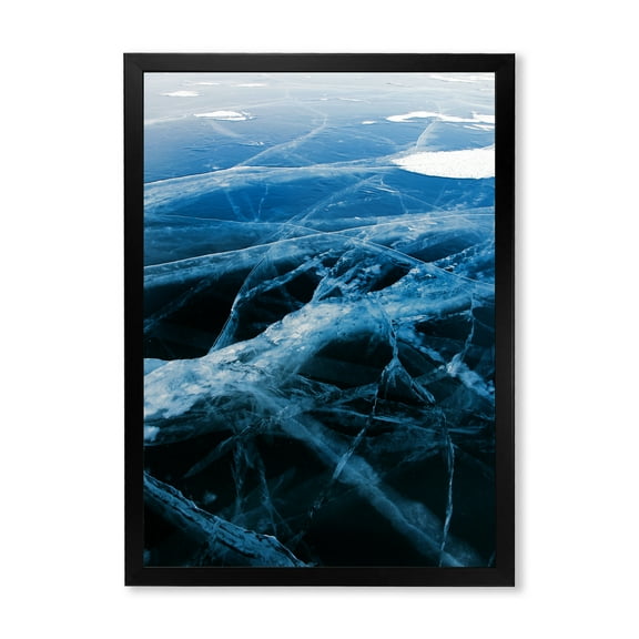 Designart 'White and Blue Ice Structure II' Modern Framed Art Print