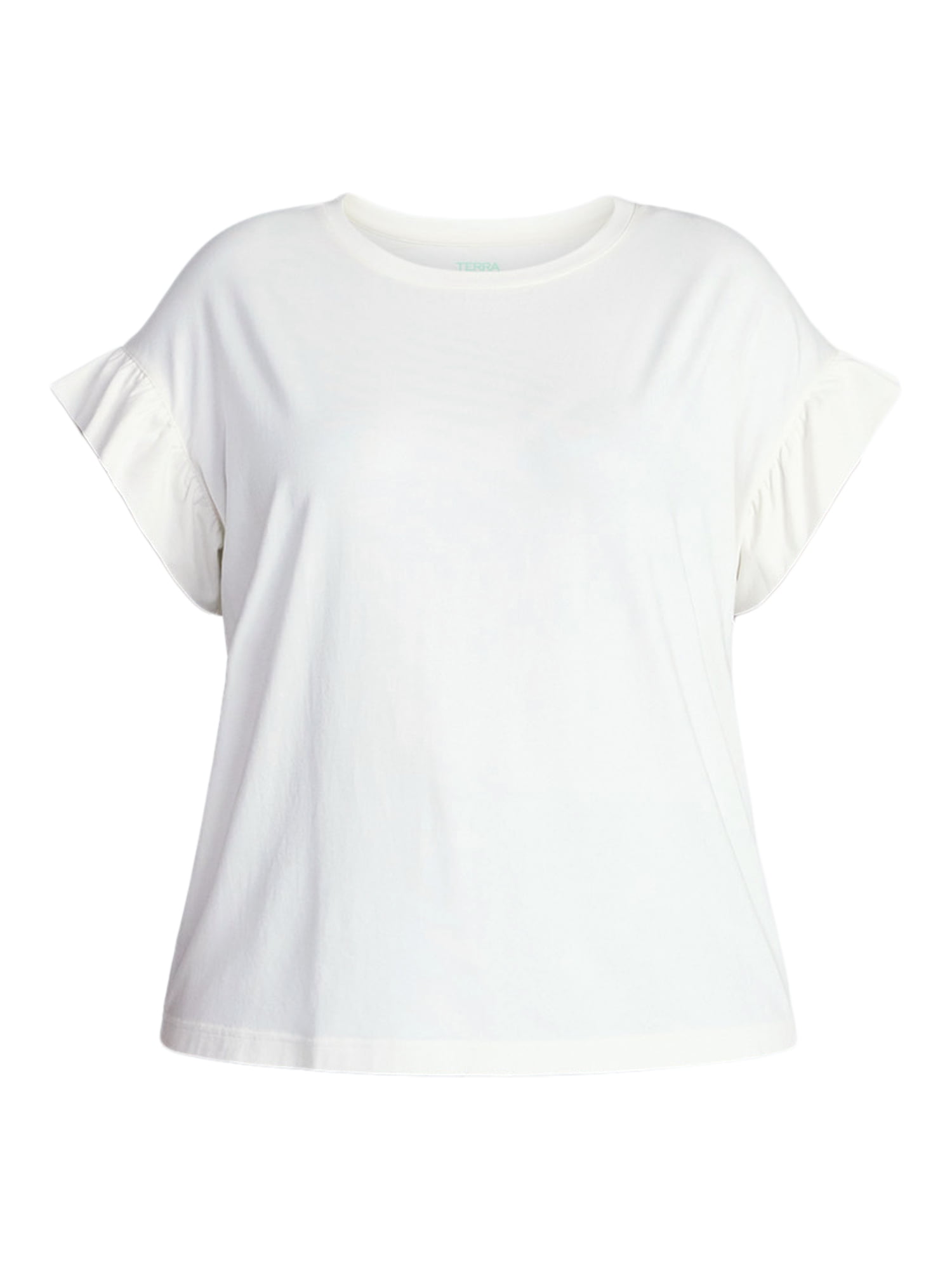 Terra & Sky Women's Plus Ruffle Short Sleeve Tee, Sizes 0X-5X