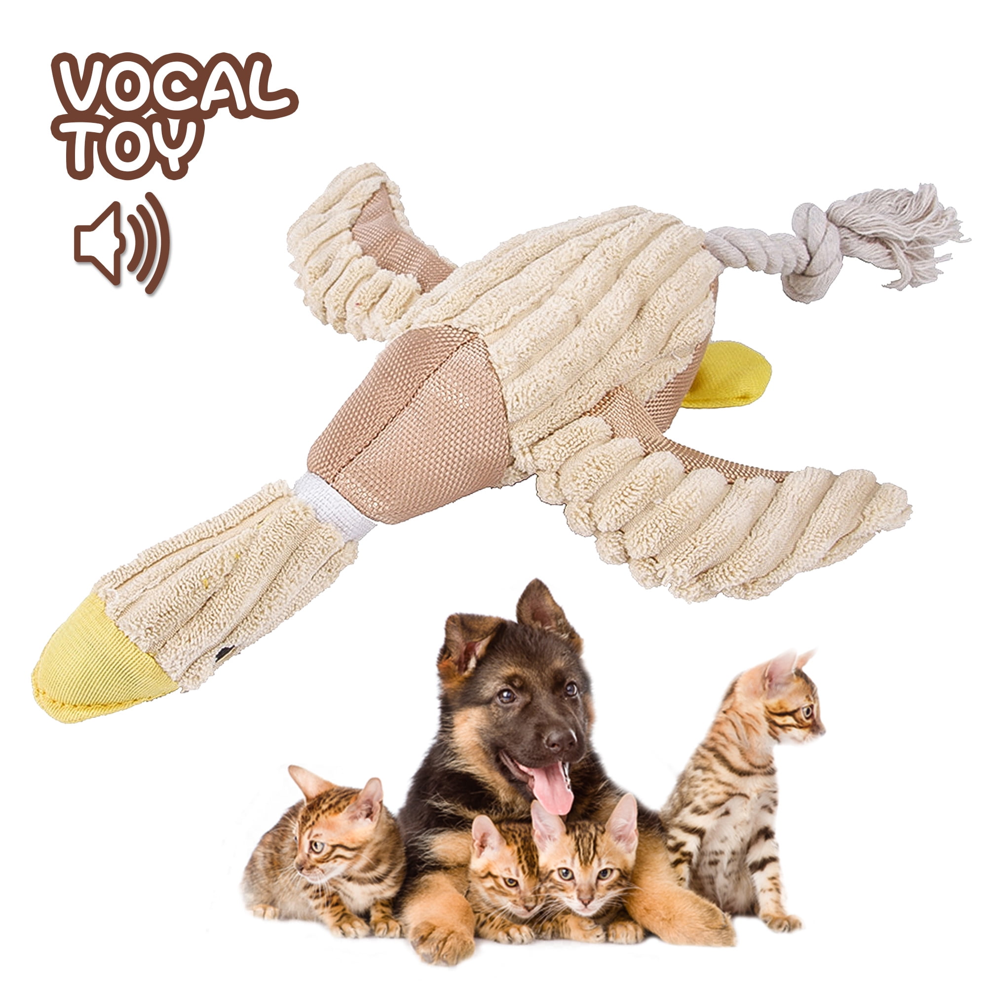 Kepooman Dog No Stuffing Plush Squeaky Toys for Small Medium Large Dog, Durable Dog Cute Animals Chew Toys for Teething Pet, Single, Duck Kepooman Dog No Stuffing Plush Squeaky Toys for Small Medium Large Dog, Durable Dog Cute Animals Chew Toys for Teething Pet, Single, Duck
