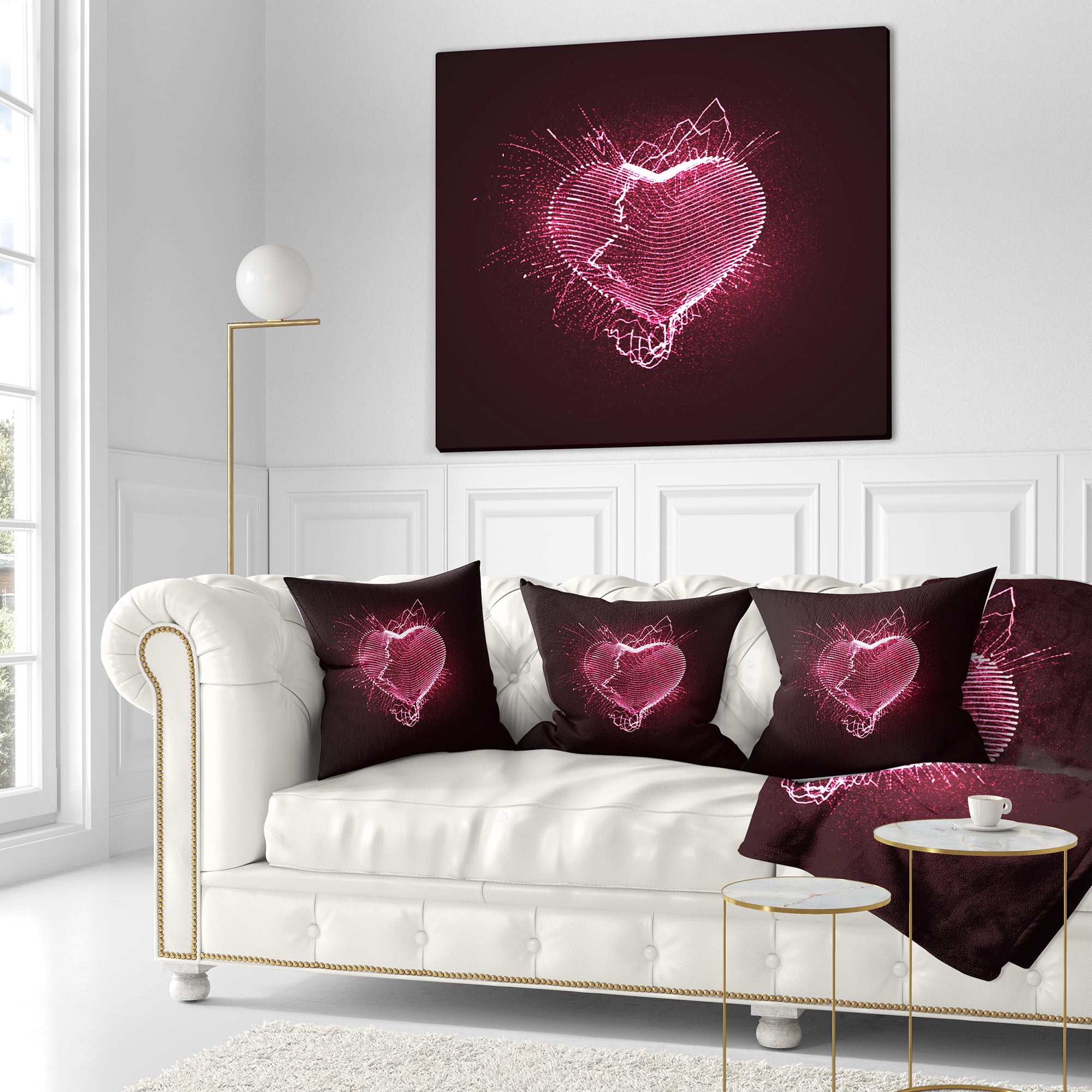Designart Happy Valentine’s Day - Abstract Throw Pillow - 18x18