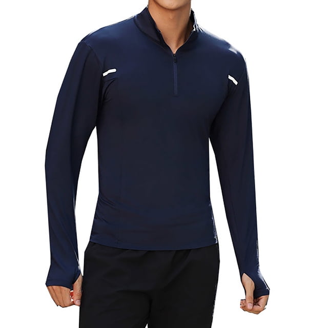 COM1950s Shirts for Men, Long Sleeve Shirts for Men, Men's Lightweight Breathable and Sport Train Solid Color Zipper Long Sleeve Stand Collar Shirt, Men's Long Sleeve Shirt, Men's Shirts Long Sleeve