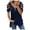 Navy, variant on Fesfesfes Yoga Shirts for Womens Sexy V-neck Collar Zipper Color Short Sleeve Fold Casual Blouse Tops Womens Fashion 2024 XS(US:2)