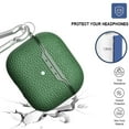 thumbnail image 2 of Allytech Case Compatible with AirPods 3rd Generation (2021 Released), Lychee Texture PU Leather Anti-Scratch Skin with Key-Chain Accessories for Women Men Case for Air-Pods 3 2021, Green, 2 of 5