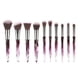 thumbnail image 1 of Kit de 10 brochas de maquillaje de cristal con cerdas blancas y moradas, para polvos y rubor (T-10-195), 1 of 6