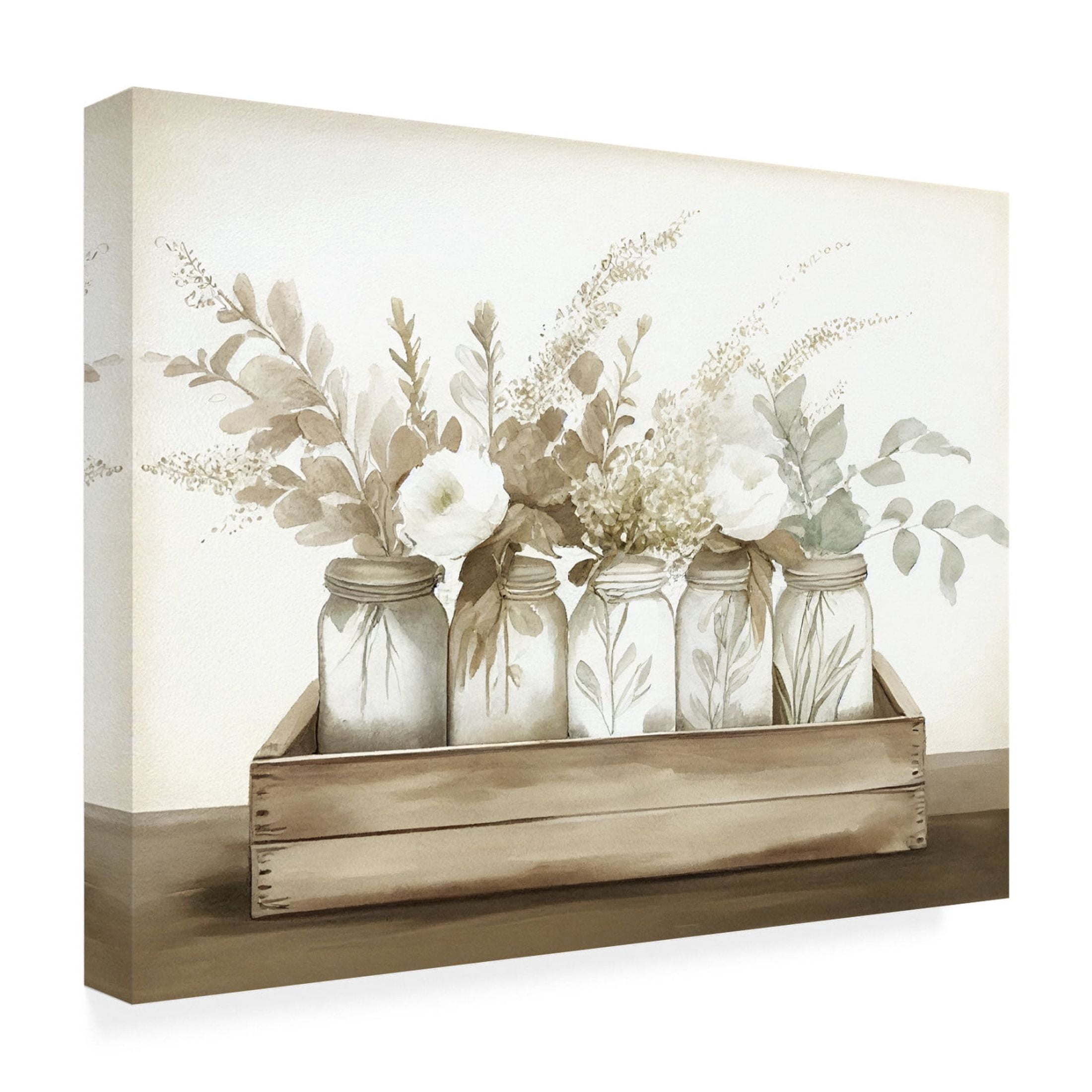 Canvas Wall Art - Sasha 'Mason Jars III' Wall Art for Living Room, Bedroom, or Office Décor by Trademark Fine Art - 24 x 18 Inches