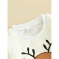 thumbnail image 6 of Baby Pants Set 6M 12M 18M 24M 3Y  Cartoon Elk Long Sleeve Crew Neck Sweatshirt with Sweatpants Christmas Outfit for Girls Boys, 6 of 10