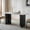 51" White+Black, variant on 51-inch Rectangular Dining Table for Restaurant, Tempered Glass Top with Marble Pattern & Golden Metal Legs for Living Room and Home Offices (Table Only)