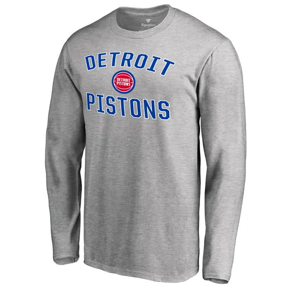 Men's Ash Detroit Pistons Victory Arch Long Sleeve T-Shirt