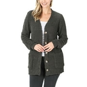 KOGMO Womens Popcorn Sweater Cardigans with Buttons and Pockets