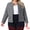 Black, variant on Women's Plus Size Blazer Collarless Long Sleeve Open Front Jacket 1X Black White