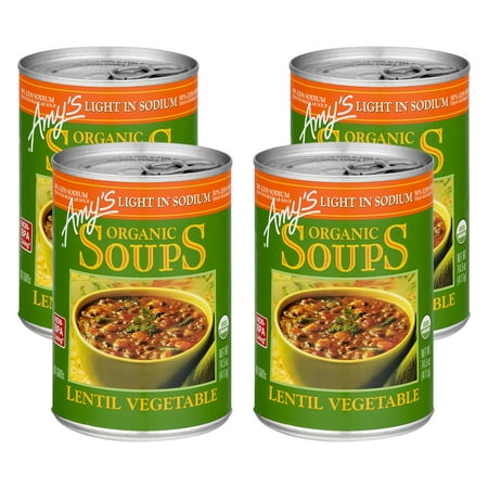 (4 Pack) Amy's Organic Soups Lentil Vegetable, 14.5 (Best Low Sodium Soups)