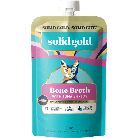 Solid Gold Bone Broth with Tuna Shreds for Cats, 3oz