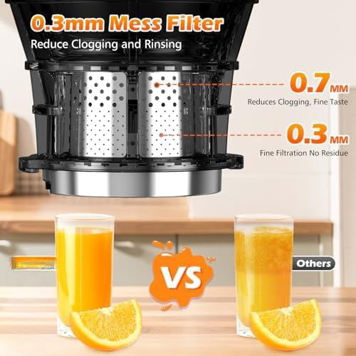 Juicer Machines with 5.8" Large Feed Chute, Cold Press Juicer for Whole Vegetables and Fruits 400W, Slow Masticating juicer Easy to Clean Juice Extractor Machine High Juice Yield