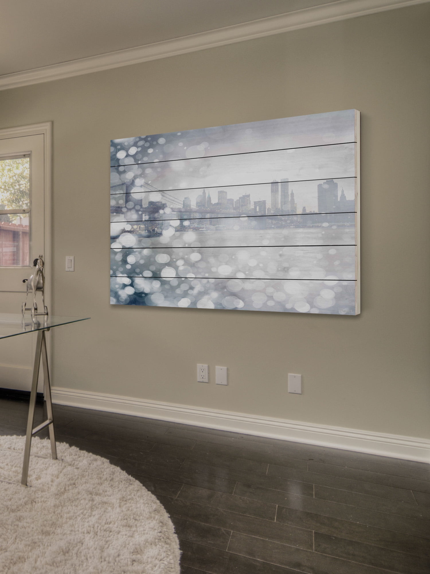 Parvez Taj Down Town Art Print on White Pine Wood