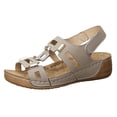 thumbnail image 4 of Dakaela Women's Wedge Sandals Arch Support Slip on Orthopedic Platform Sandal Comfortable Strappy Walking Beach Summer Shoes Khaki 7.5, 4 of 5