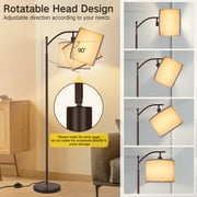 OUTON Iron Modern Standing Lamp, Floor Lamp for Living Room with Foot Switch, Hanging Shade and 4 Color Temperatures 9W Bulb for Bedroom, Study Room, Office