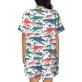 thumbnail image 3 of Bixox Women's Colorful Shark Printed Pajama Set 2 Piece Lounge Set Top and Shorts Soft Pajamas, Shorts with Pockets, 3 of 7