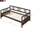 thumbnail image 3 of Wood Twin Daybed, Wooden Sofa Bed Guest Bed with Rails & Wood Slat Support, Dual-use Twin Size Platform Bed Frame for Living Room Bedroom, No Box Spring Needed  (Espresso), 3 of 8