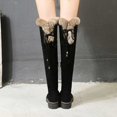 thumbnail image 6 of SACFOF Women's Winter Over The Knee Boots Fur Lined Thigh High Low Heel Faux Suede Combat Boots Riding Winter Snow Boots, 6 of 6