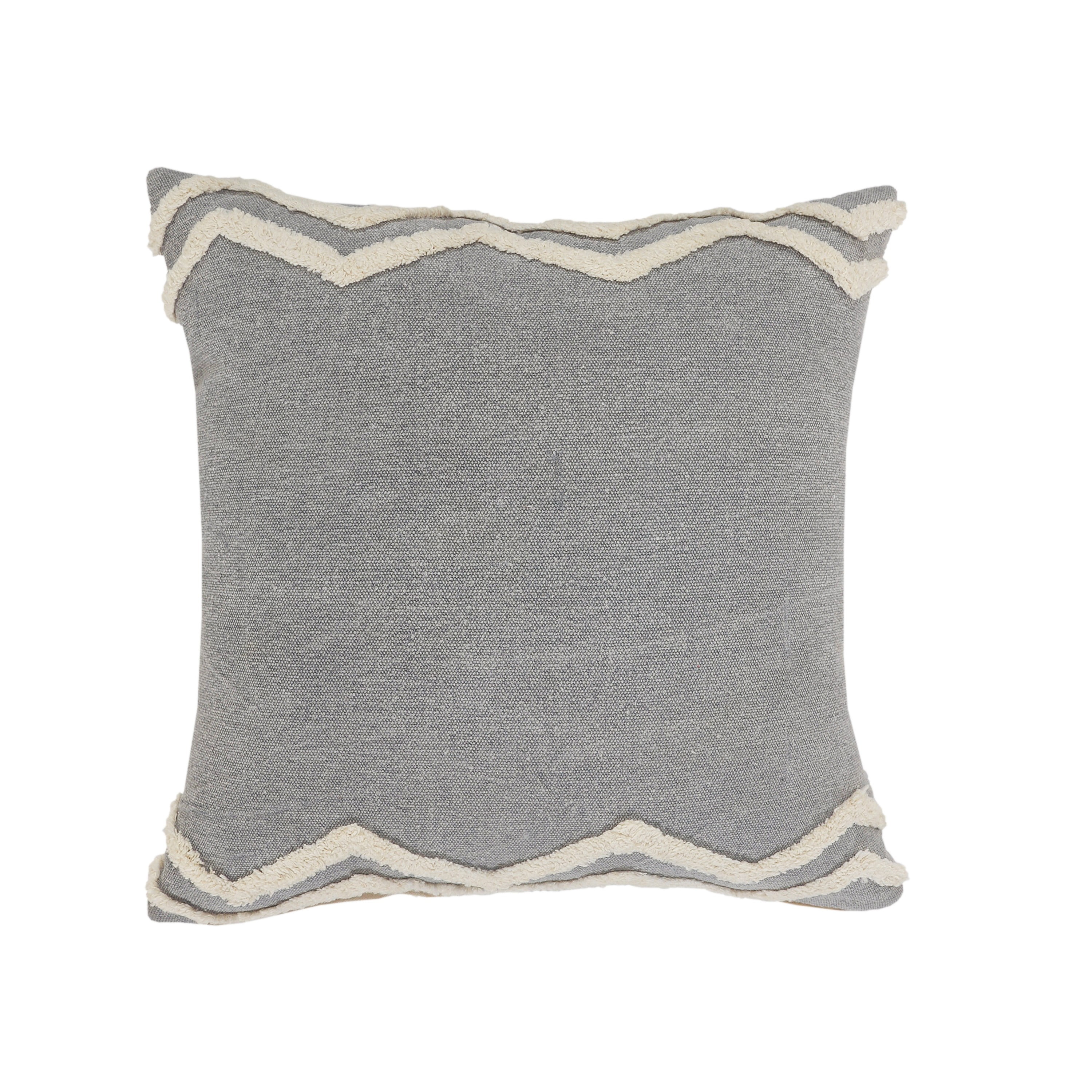 Harlow Hill Sindy 20" x 20" Geometric Cotton Adult Decorative Feather Filled Pillow, Gray/Cream