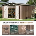 thumbnail image 6 of BaPiPro 12x10 ft Outdoor Metal Storage Shed with Base - Lockable Door & Waterproof, for Tools, Garden Equipment/Bikes, Brown, 6 of 8