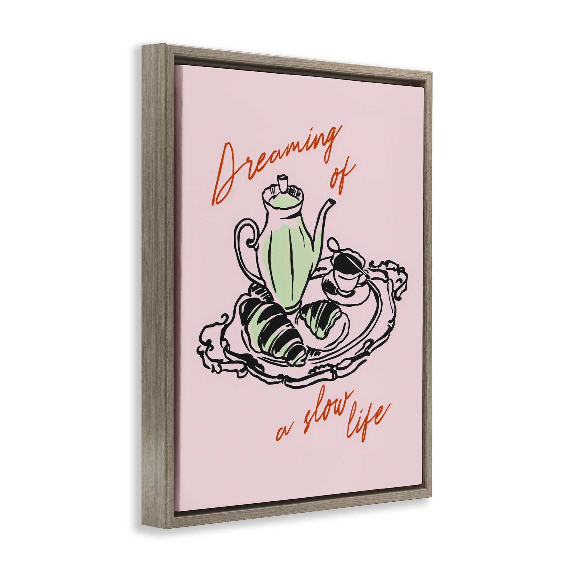 Stupell Industries Slow Life Tea Platter Brown Framed Floater Canvas Wall Art, design by The Prints Vibe