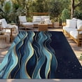 thumbnail image 3 of Outdoor Rug 3x5 ft Abstract Coastal Waterproof Outdoor Patio Rug Mat Non Slip Outside Area Rugs Carpet for RV,Camping,Porch,Deck,Pool,Balconybackyard,Watercolor Star Sky Waves Sea Blue Gold, 3 of 9