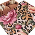 thumbnail image 2 of 6'x9' Area Rugs, Pink Flowers Indoor Outdoor Area Rug for Living Room Bedroom, Leopard Spot Vintage Floral Country Plants Washable Bathroom Rugs Kitchen Floor Carpet Mats Home Decor Aesthetic, 2 of 8