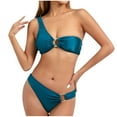 thumbnail image 1 of HKEJIAOI O Ring High Cut Two Piece Swimsuit Solid Backless Bathing Suits Blue L, 1 of 6