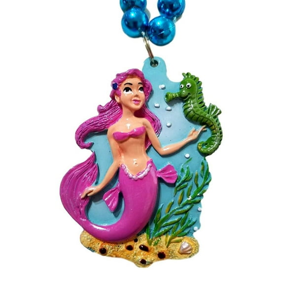 Mermaid and Seahorse Mardi Gras Beads Party Favor Necklace