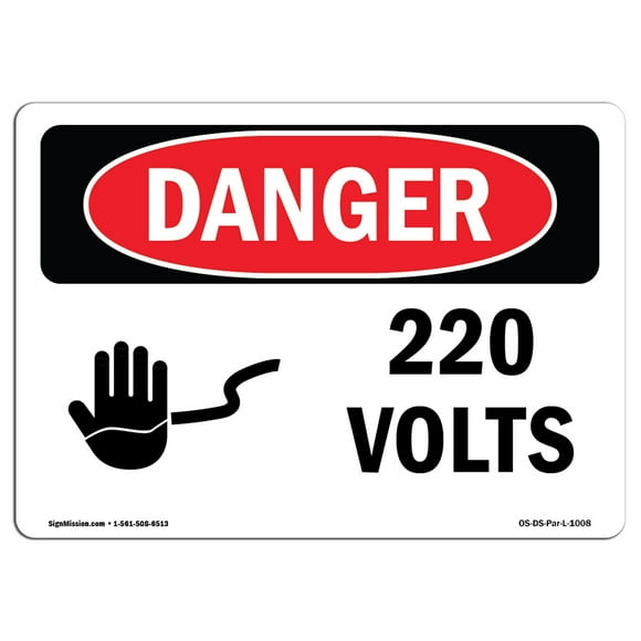 OSHA Danger Sign - 220 Volts | Aluminum Sign | Protect Your Business, Construction Site, Warehouse & Shop Area | Made in The USA
