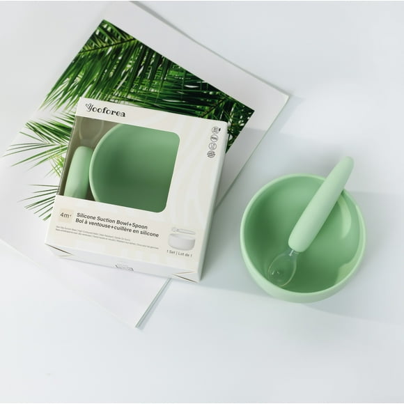 Yooforea Bol à Succion en Silicone Platine pour Sevrage Dirigé par Bébé I Bol de Première Étape pour Bébé de 4 Mois+ Tout-Petit I Silicone de Qualité Alimentaire I Lave-Vaisselle, Micro-Ondes, Four Sûr I Sans BPA BPS PVC