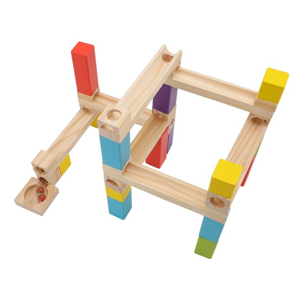 Construcción De Pista De Mármol De Madera, Juego De Laberinto De Pista De Mármol, Aprendizaje Temprano Educativo De Madera De Pino Para Niños
