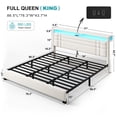 thumbnail image 3 of EnHomee King Bed Frame with Storage Shelf Upholstered Platform Bed Frame with LED Lights & Charge Station, Beige, 3 of 8