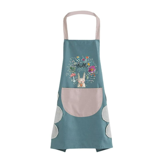 Delantal grande con babero de 72 x 68 cm y bolsillo frontal grande para mujer, ideal para cocinar y hornear. lago azul