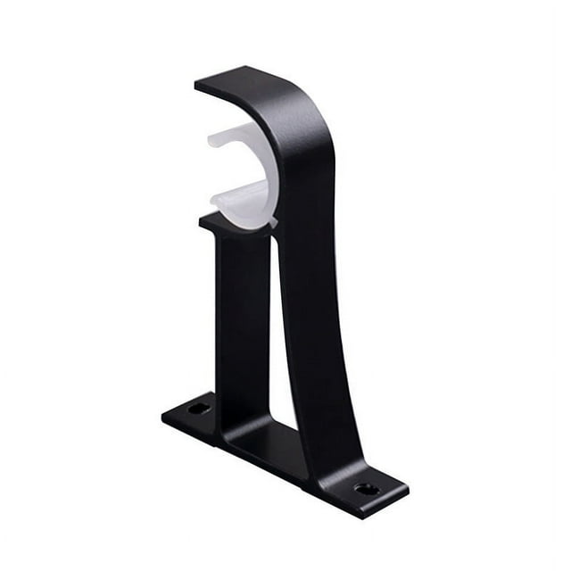 Soportes para barra de cortina, soportes para barra de cortina, soporte negro para barra de cortina, gancho para barra de cortina resistente para soportes de cortina de pared, paquete de 2