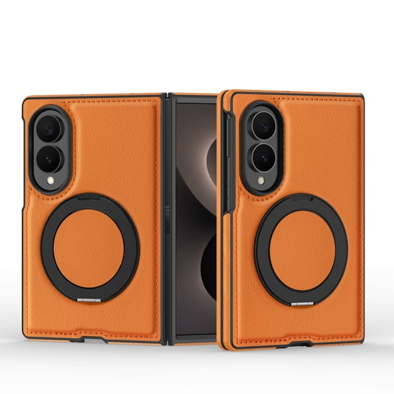 Caseny Case for Samsung Galaxy Z Fold 8, Built-in Ring Holder Kickstand Comaptible with Magsafe Anti-Scratch Shockproof Phone Case Cover for Samsung Galaxy Z Fold 8 Women Men, Orange