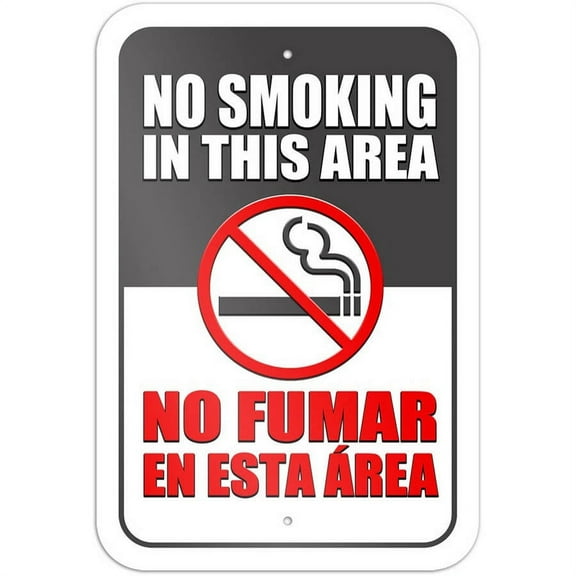 No Smoking in this Area No Fumar En Esta Area Symbol Sign