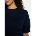 thumbnail image 4 of Time and Tru Women's Fleece Sweatshirt with Short Puff Sleeves, Sizes XS-XXXL, 4 of 5