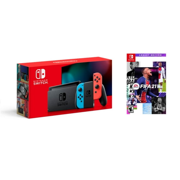 Nintendo Switch with FIFA 21 Bundle, Neon Blue & Red Joy-Cons