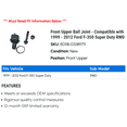 thumbnail image 2 of Front Upper Ball Joint - Compatible with 1999 - 2012 Ford F-350 Super Duty RWD 2000 2001 2002 2003 2004 2005 2006 2007 2008 2009 2010 2011, 2 of 2
