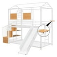 thumbnail image 6 of Aukfa Twin over Twin Bunk Bed with Slide, Metal House Bunk Bed with Staircase and Shelves for Kids - White, 6 of 8