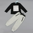 thumbnail image 2 of GEZHEN Boys Clothes Set 3-7 Years Old,2Pcs Kids Toddler Boy Autumn Winter Handsome Black Blouse+Gray Casual Pants Outfit Toddler to Big Kid polyester Purple 4T, 2 of 5