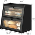 thumbnail image 6 of Black Bread Box, Double Layer Large Bread Box for Kitchen Counter, Bamboo Bread Storage Container with Wavy Acrylic Transparent Door, 6 of 8